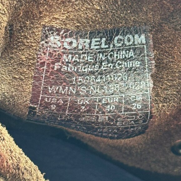 Sorel Joan Of Arctic Wedge Boots Brown Rustic Leather Lace-Up Womens Size 9 - Picture 9 of 9